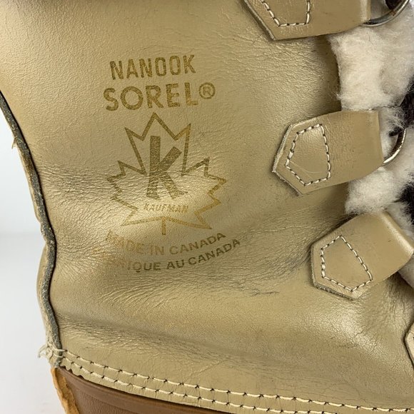 Sorel Women’s Nanook Boots Size 8 Winter Brown Leather Faux Fur Lace zip Vintage - Picture 4 of 10